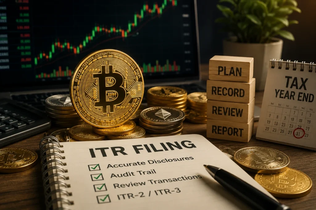 Tax experts advise crypto investors to keep accurate records and choose the correct ITR form while filing their returns.