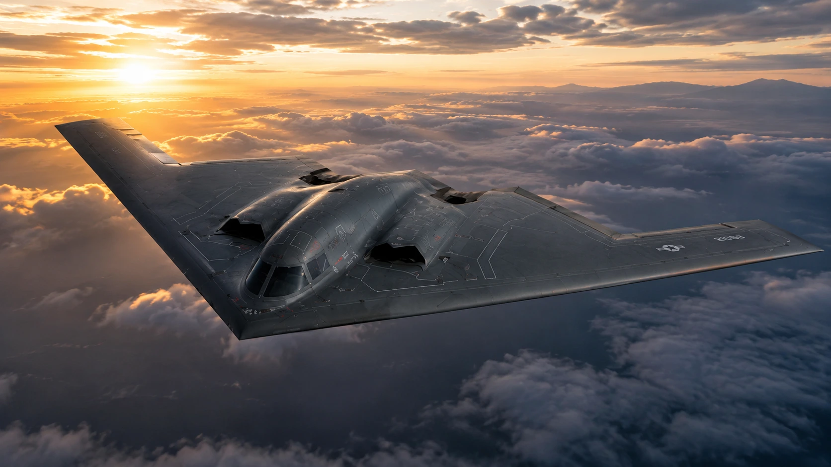 A U.S. B-2 Spirit stealth bomber on a runway before a military mission.