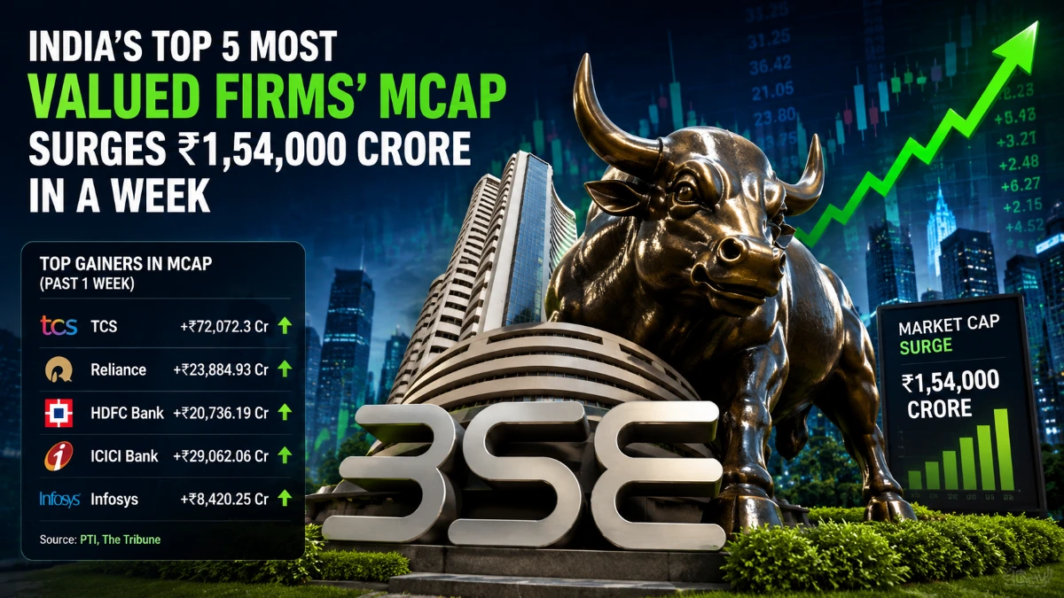 BSE logo with a bull statue representing the rise in market capitalisation of India's leading companies.